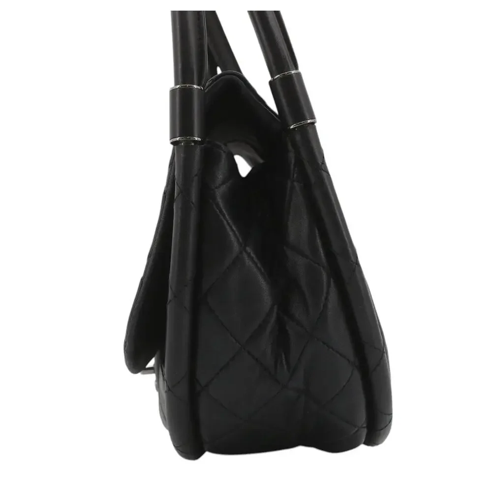Chanel Medium Hula Hoop Bag Vintage CC Black Lambskin Flap SHW Quilted Rare